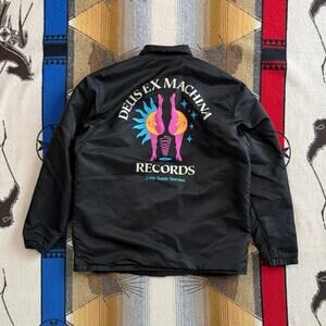 Men’s Deus Records Ex Machina Jacket Size Medium Authentic Black Colorful